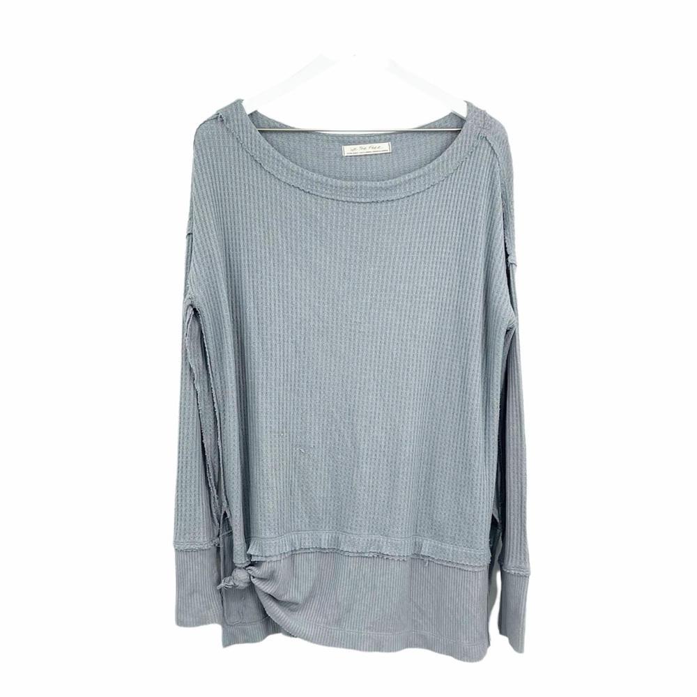 Free People North Shore Blue Thermal Shirt SZ XS